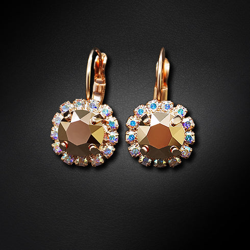 Auskarai "Krāšņums II (Rožių auksas)" su Swarovski™ kristalais